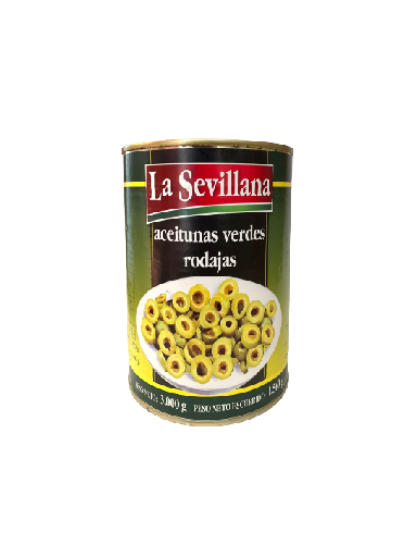ACEITUNA VERDE LAMINADA 3 KG. (LATA)